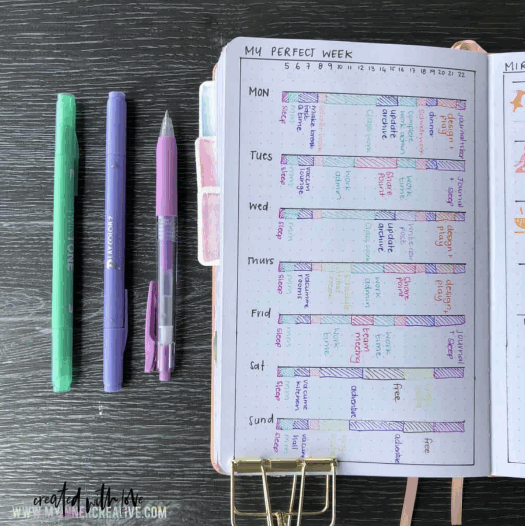 Time blocked bullet journal